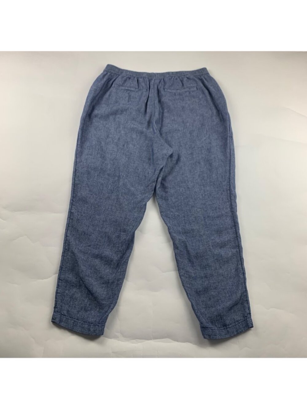 Old Navy Blue Chambray Linen Blend High Rise Slim Leg Ankle Pant L - Picture 7 of 8
